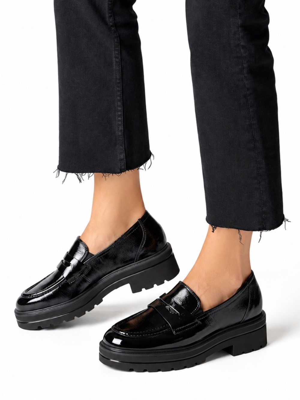 Paul Green Black Patent Platform Penny Loafers – UK 5.5 / Approx US 8 EUC!